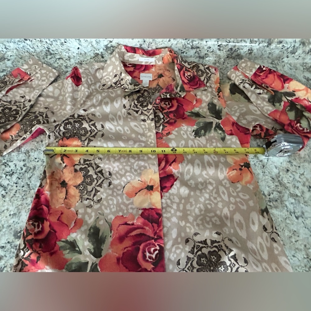 Chicos Floral No Iron Easy Care Long Sleeve Blouse Top Autumn Size M 8 - Picture 13 of 13